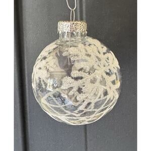Flomo Glass Snowflake Ornament Set of 6 Clear White Christmas Holiday